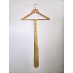 Brioni Silk Tie Men OS Yellow Polka Dot Excellent Ribbed Italian Luxury B0092